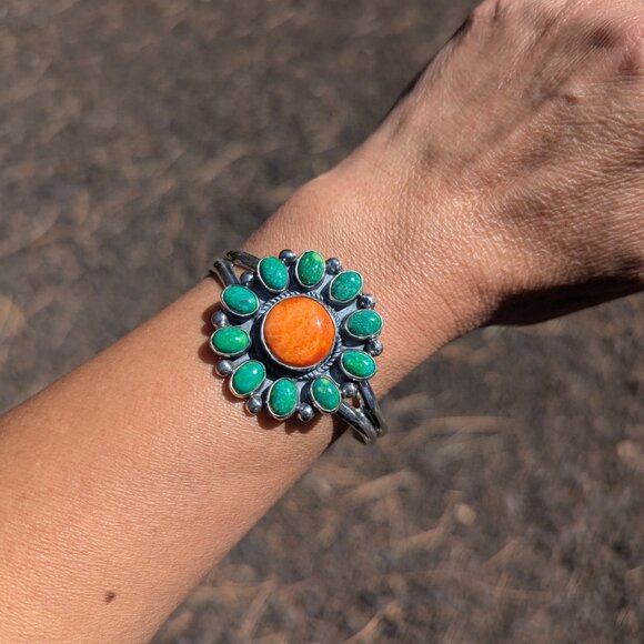 Genuine Navajo Cuff Bracelet Turquoise Handmade Native American Jewelry sz 6.75* - Picture 4 of 11